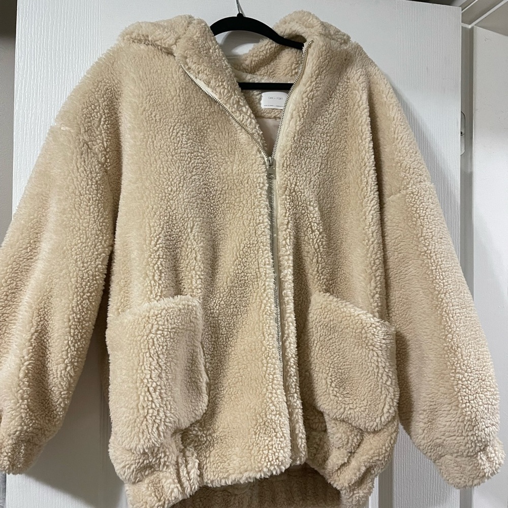 Oak + Fort Sherpa Zip Up Hooded Jacket